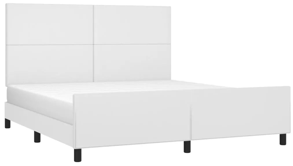 Estrutura cama c/ cabeceira 180x200 cm couro artificial branco