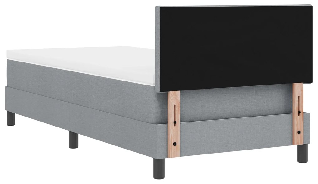 Cama Box Spring com Colchão Cinza Claro 100x200 cm Tecido