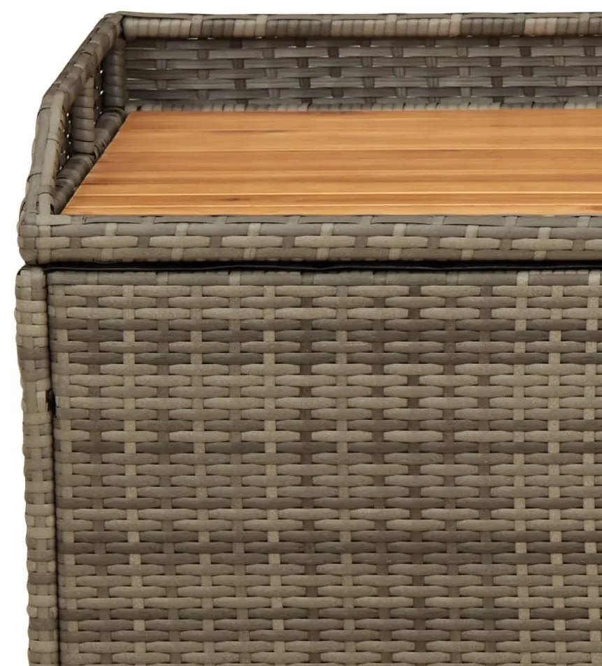 Banco de arrumação 100x50x52 cm vime PE e madeira acácia cinza