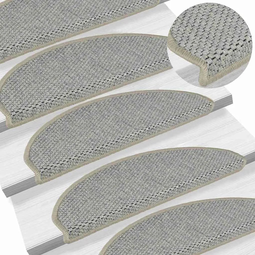 Tapetes escada adesivos aspeto sisal 30 pcs verde-claro