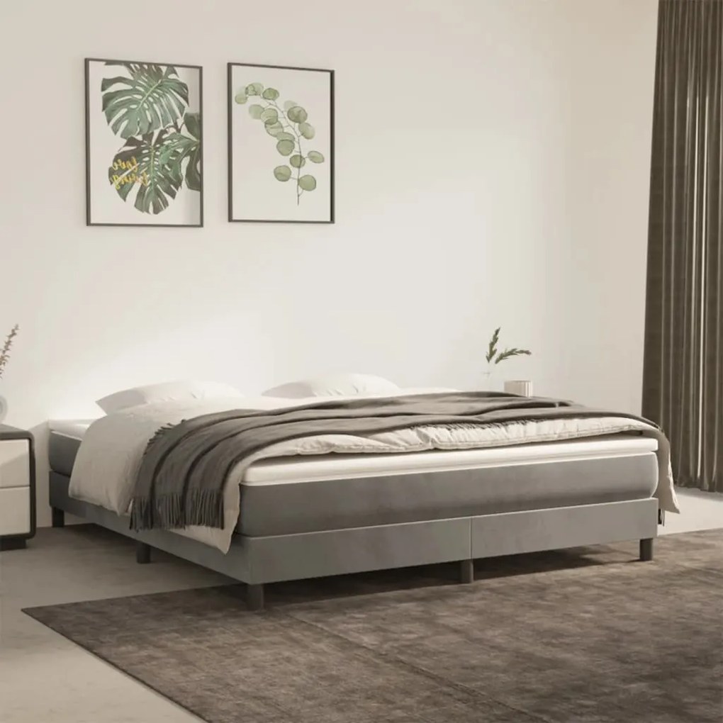 vidaXL Estrutura de cama com molas 180x200 cm veludo cinzento-claro