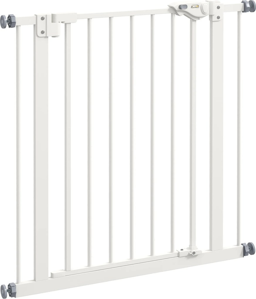 PawHut Portão de proteção para cães, grade de separação, grade de proteção para animais de estimação, metal, plástico, 74-80 cm, Branco | Aosom Portugal