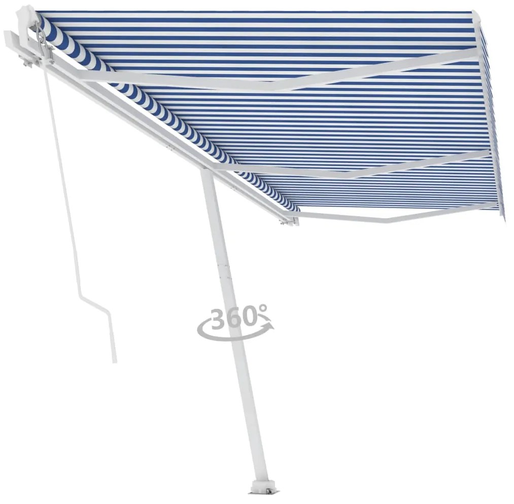 Toldo retrátil manual independente 600x350 cm azul e branco