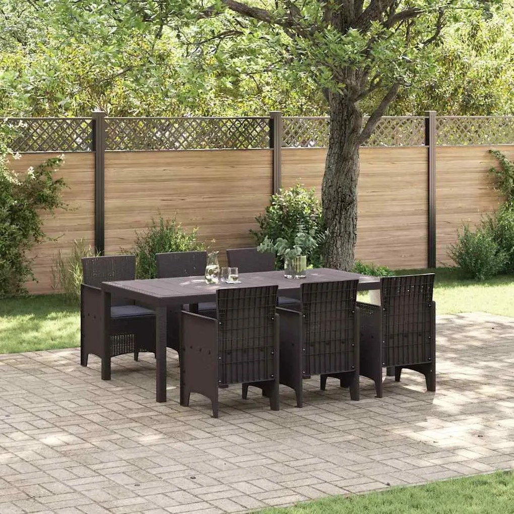 vidaXL Conjunto de Jantar de Jardim 7 pcs Castanho 200 x 100 x 73 cm