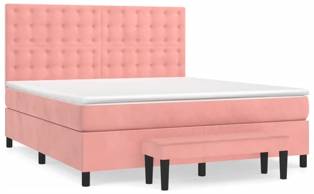 Cama com molas/colchão 160x200 cm veludo rosa