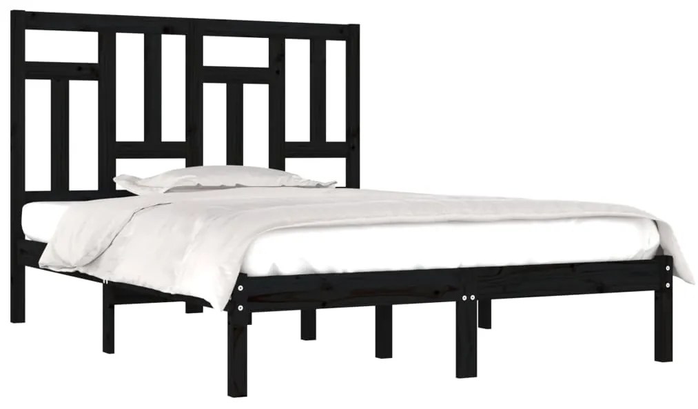 Estrutura de cama 200x200 cm pinho maciço preto