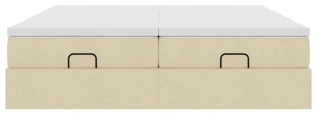 Estrutura de cama otomana com colchões tecido creme 200x200cm