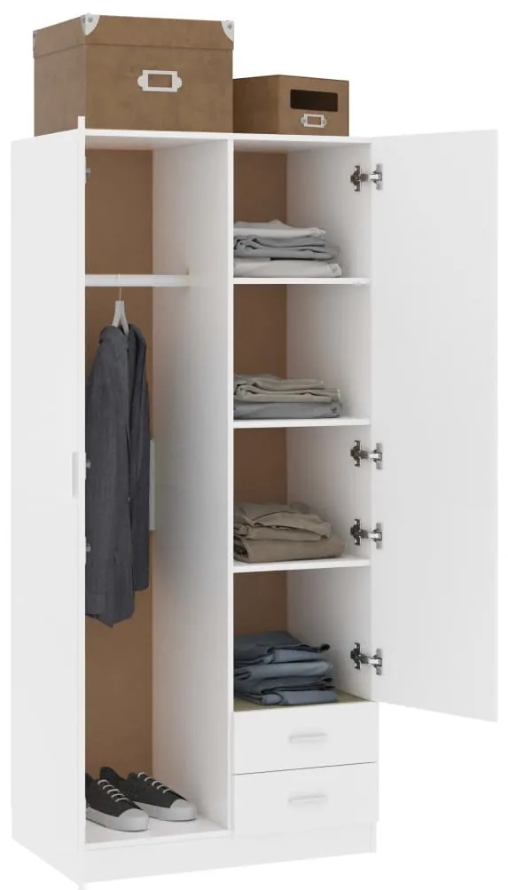 Roupeiro 80x52x180 cm derivados de madeira branco