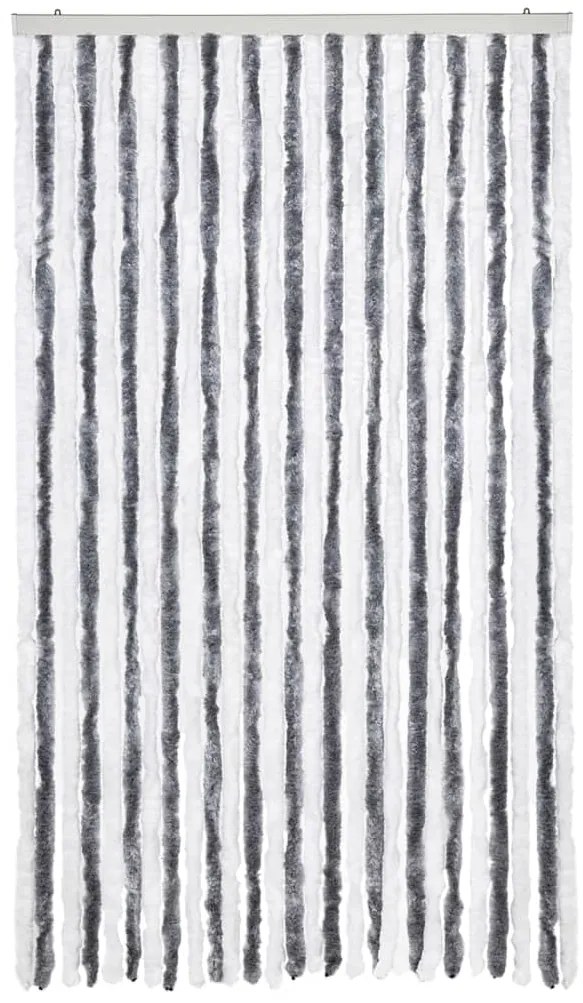 Cortina anti-insetos 118x220 cm chenille cinzento e branco