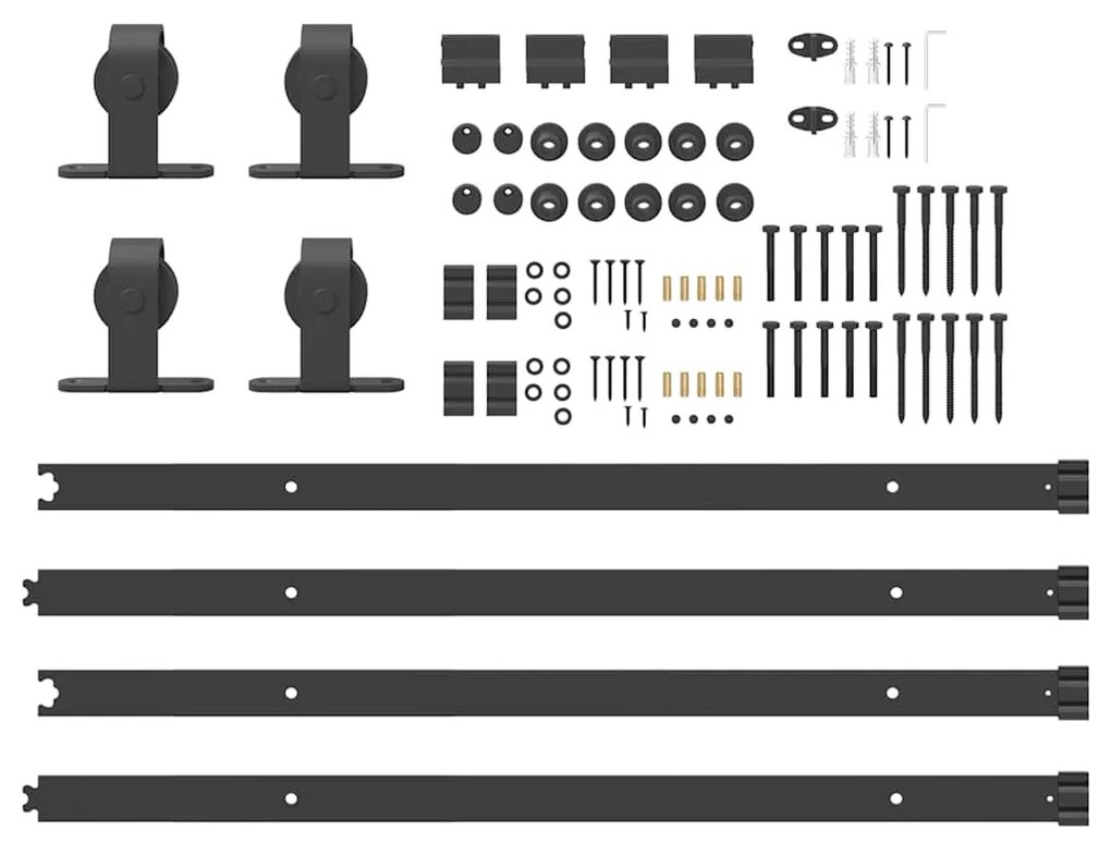 Kit de ferragens para porta deslizante 200 cm aço preto