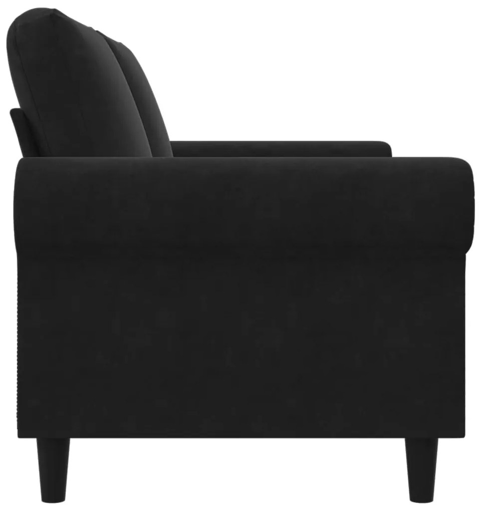 Sofá de 2 lugares veludo 140 cm preto