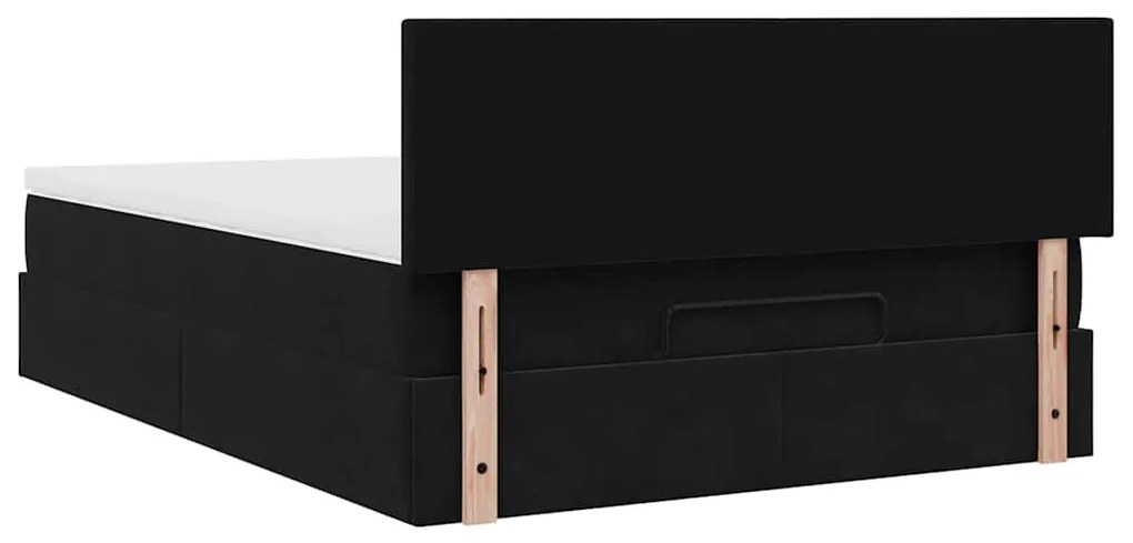 Estrutura de cama otomana com colchão 140x190 cm veludo preto
