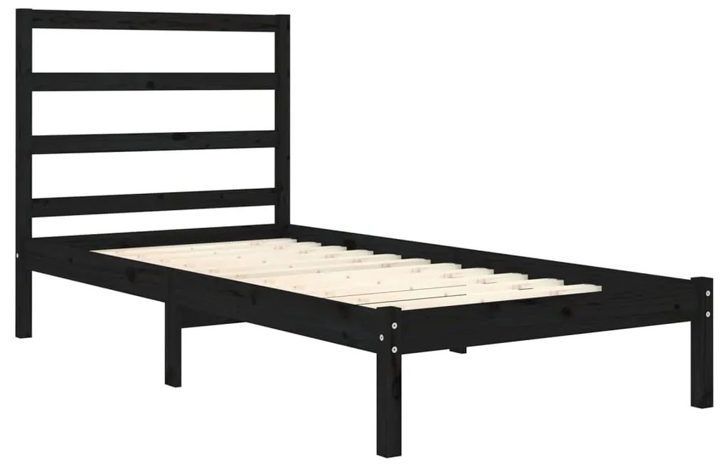 Estrutura cama pequena solteiro 75x190 cm madeira maciça preto