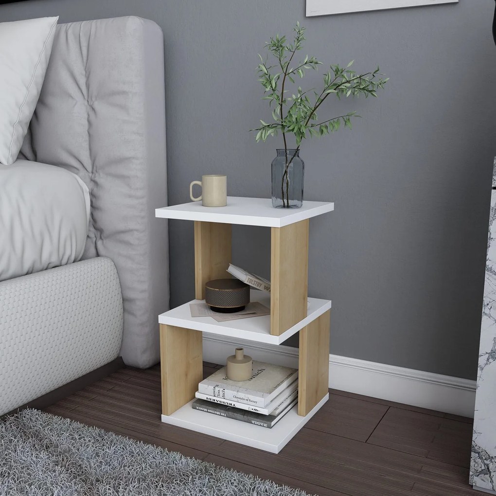 Mesinha de Cabeceira Carter – Branco Carvalho – 29,6x29,6x49,4 cm
