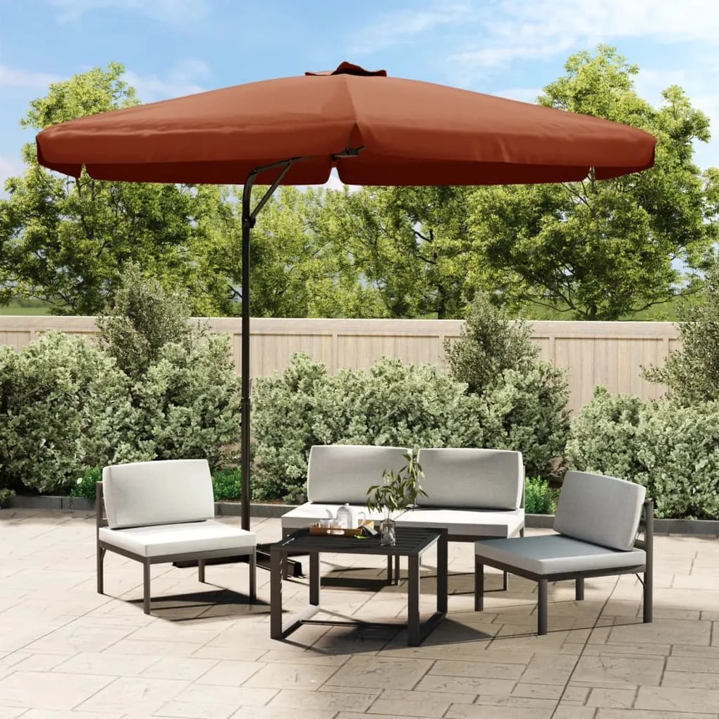 vidaXL Guarda-sol de jardim com poste de aço 300 cm terracota