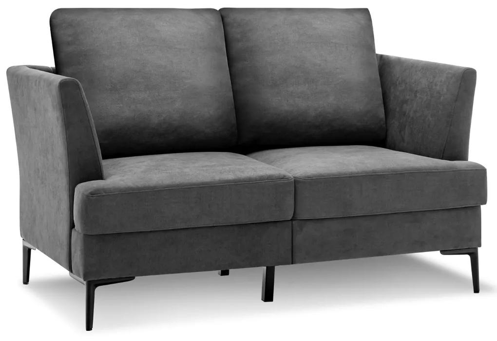Sofá de dois lugares estofado moderno com almofadas traseiras removíveis para sala de estar  escritório 141 x 80 x 72 cm cinza