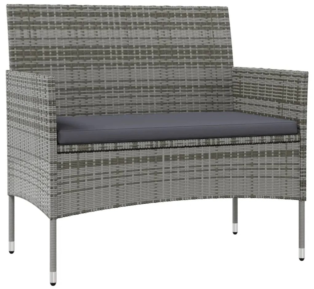 8 pcs conjunto lounge de jardim c/ almofadões vime PE cinzento