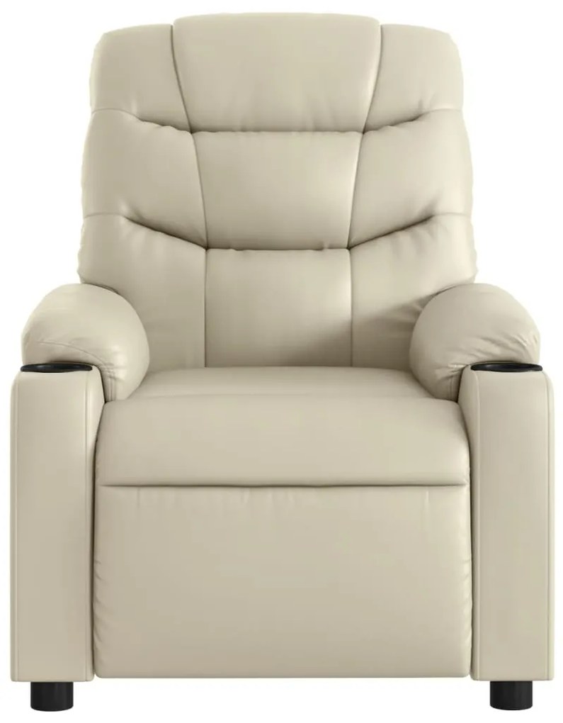 Poltrona reclinável elétrica couro artificial cor creme