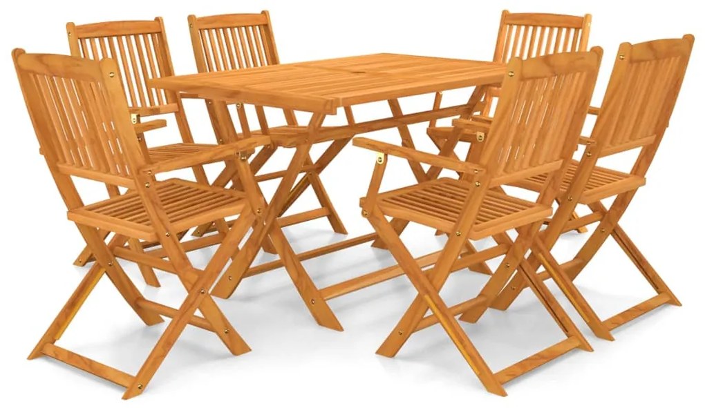 vidaXL Conjunto de jantar para jardim 7 pcs madeira de acácia maciça