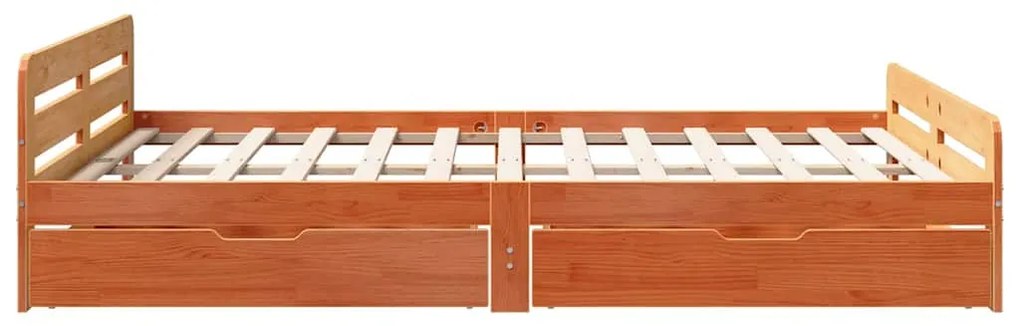 Cama sem colchão 140x190 cm pinho maciço castanho-mel