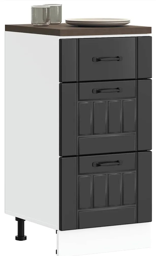 vidaXL Armário de cozinha baixo Lucca derivados de madeira preto