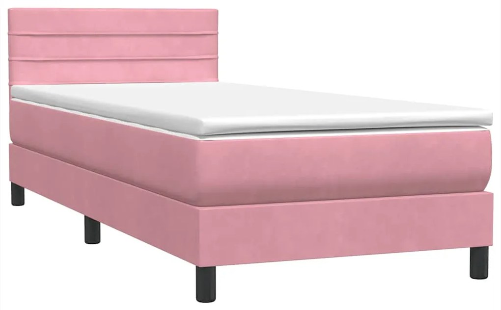 Cama com molas/colchão 100x220 cm veludo Rosa