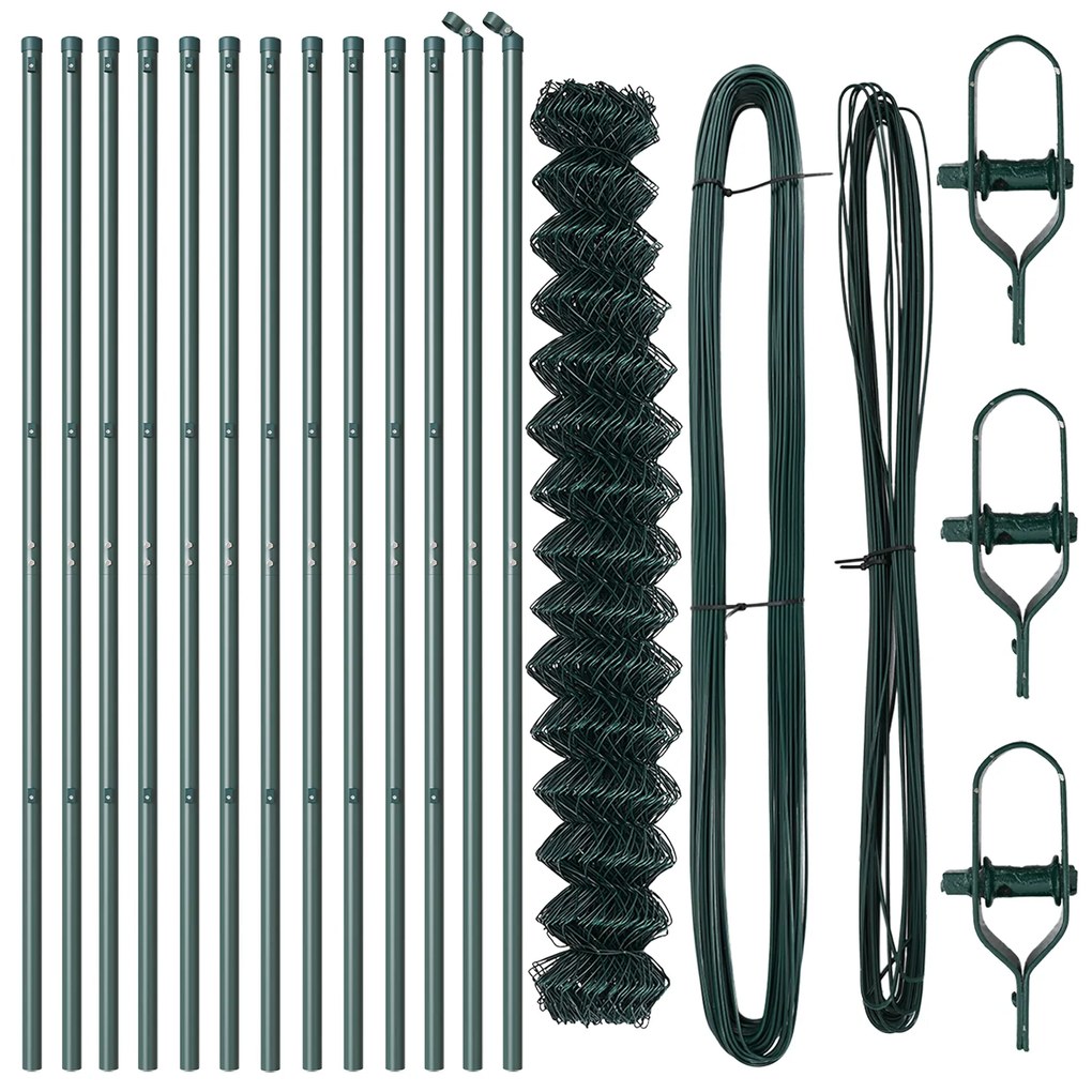 Cerca de Cadeia Conjunto de 2 Verde Aço galvanizado 1,5 x 25 m