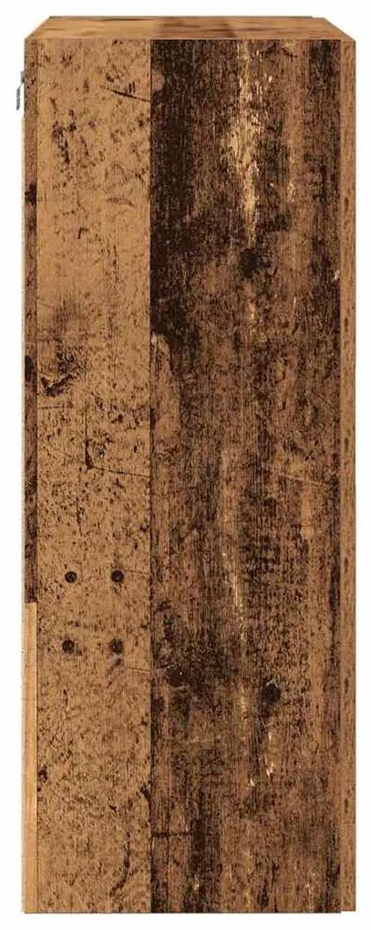 Armário Montado na Parede com Portas de Vidro - Madeira Velha - 69.5x3