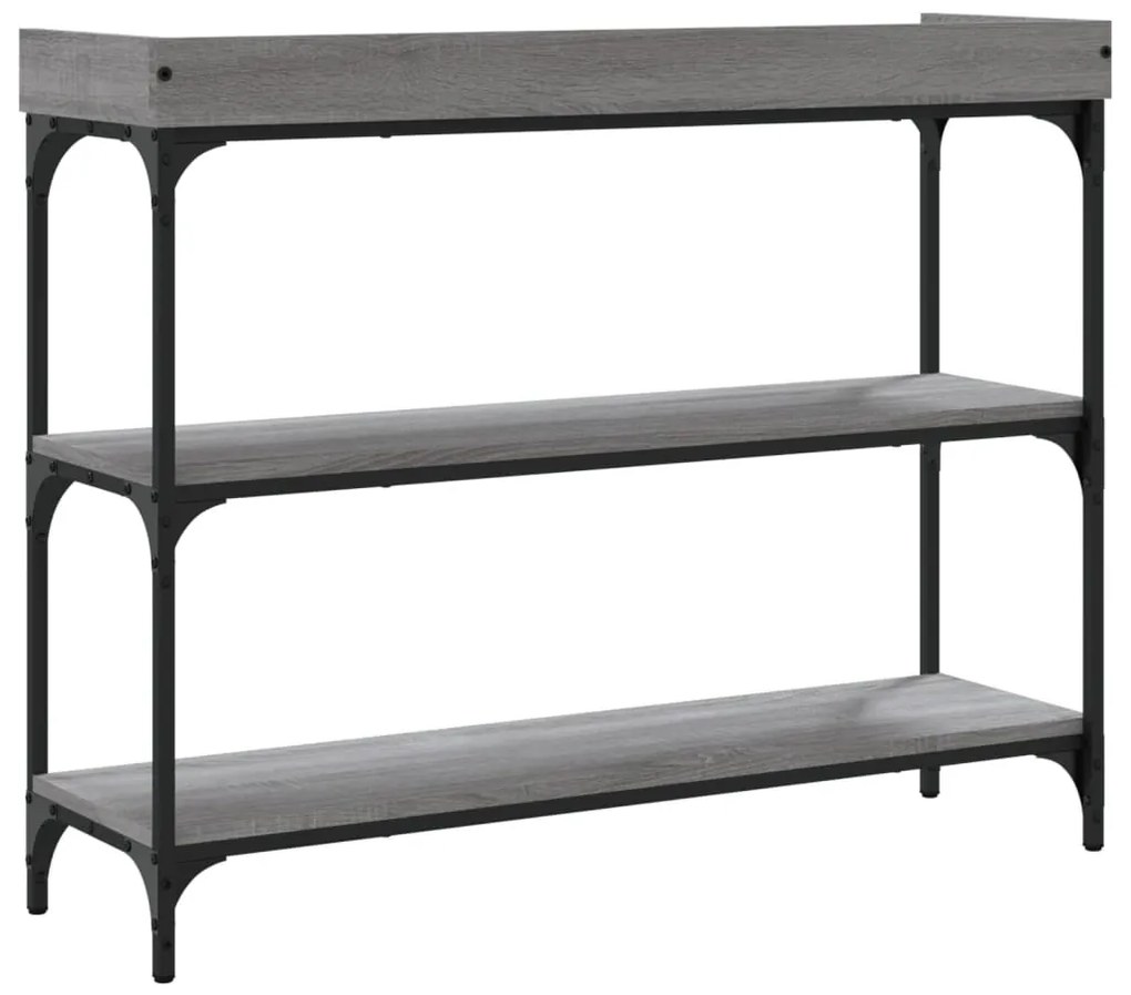 Mesa consola c/ prateleiras 100x30x80 cm cinzento sonoma