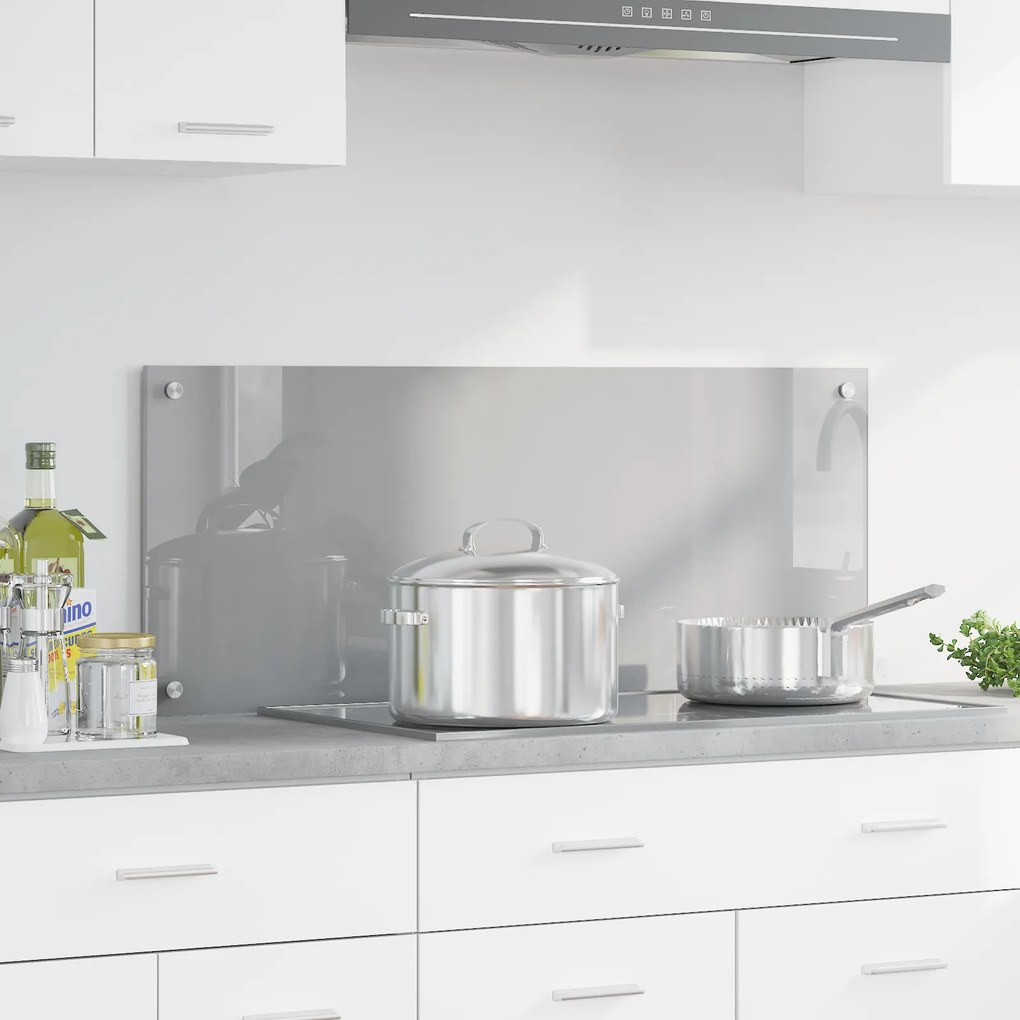 Luz de Backsplash para a Cozinha vidaXL Cinza Claro 100x40x0,6 cm em Vidro Temperado