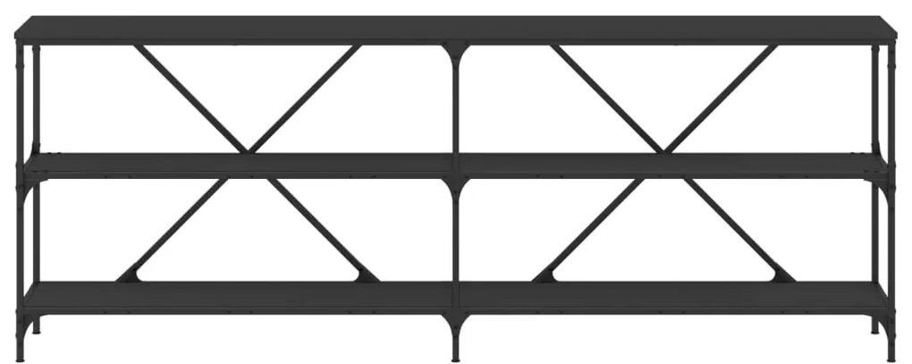Mesa consola 200x30x75 cm derivados de madeira e ferro preto