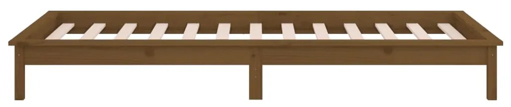 Estrutura cama c/ LED solteiro 75x190cm madeira castanho mel