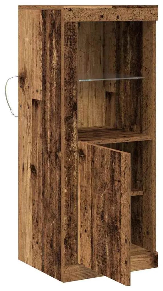 Aparador com Luzes LED Madeira Velha 41x37x100 cm