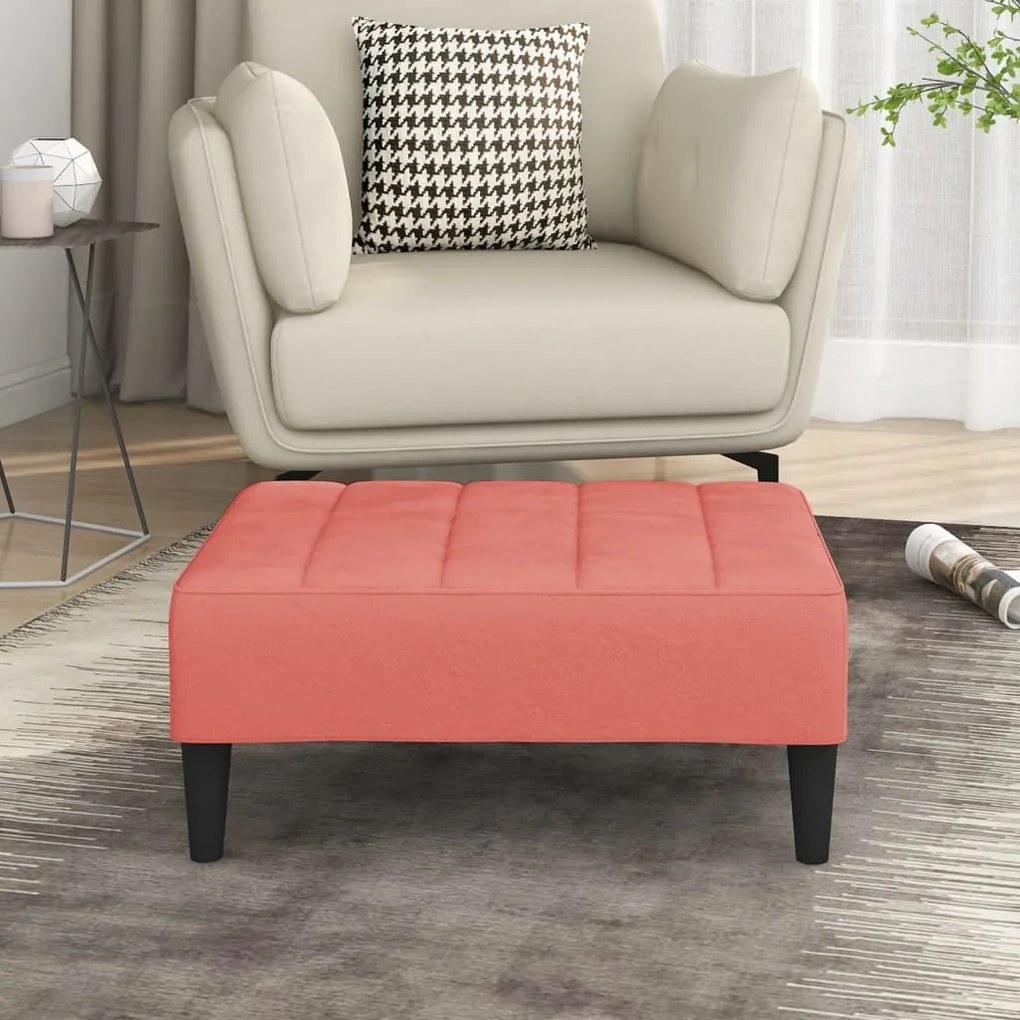 vidaXL Apoio de pés 78x56x32 cm veludo rosa