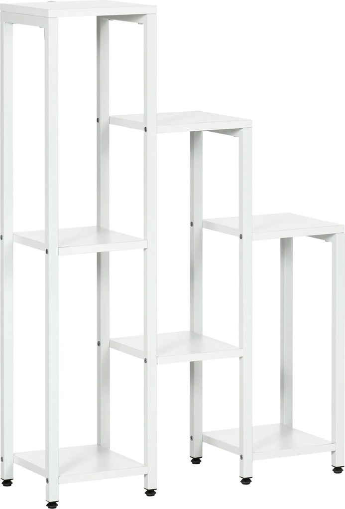 Outsunny Suporte para Flores, Suporte para Plantas, 7 Níveis, para Interior e Exterior, Aço, branco, 65 x 23 x 94,5cm | Aosom Portugal