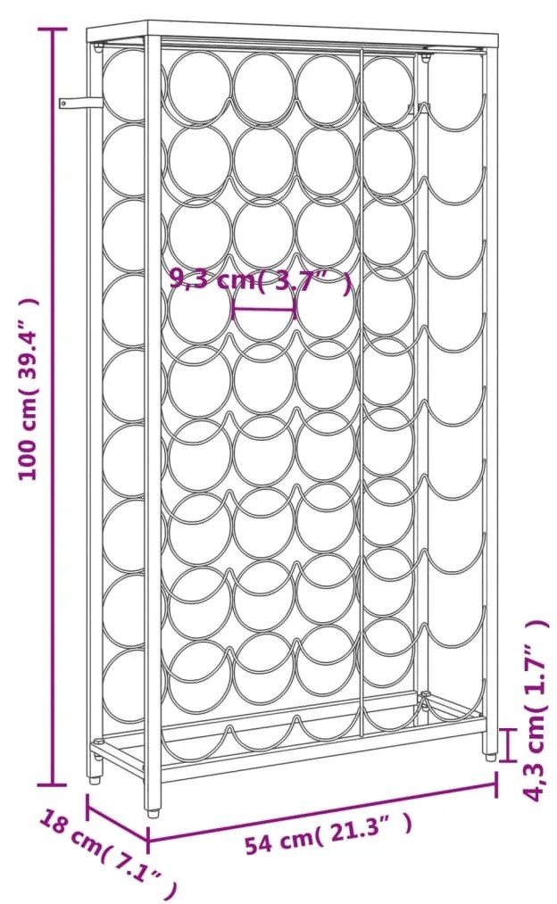 Garrafeira para 45 garrafas 54x18x100 cm ferro forjado preto