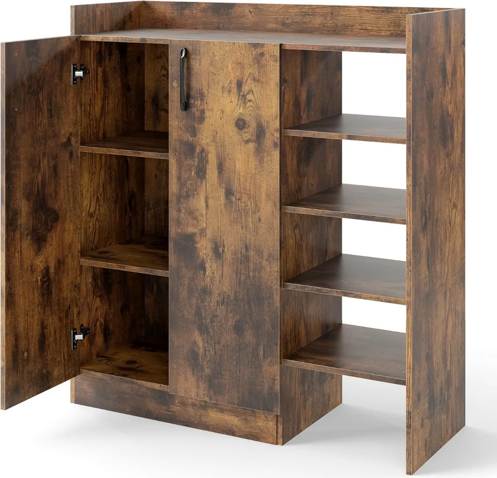 Sapateira 83 x 31,5 x 91 cm para guardar sapatos com prateleiras ajustáveis em 3 posições Castanho