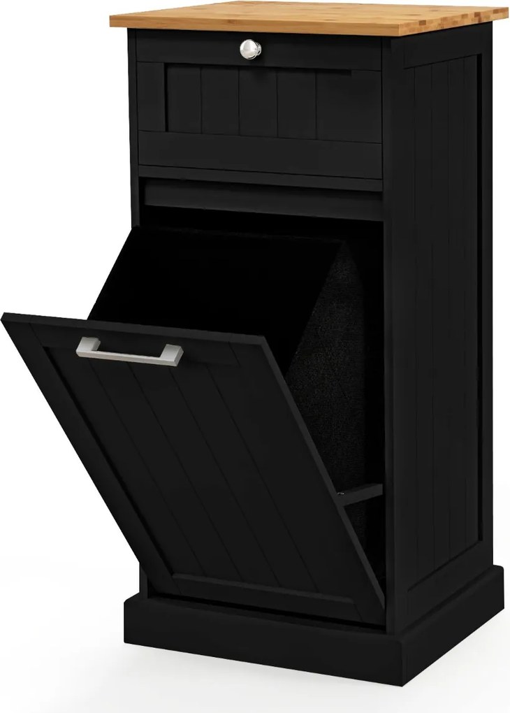Armário para roupa suja com cesto para roupa suja e gaveta Lavandaria para casa de banho 40 x 37 x 82 cm Preto