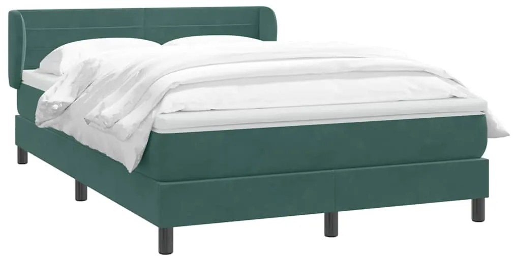 Box Cama primavera com Colchão Verde Escuro 140x210 cm Veludo