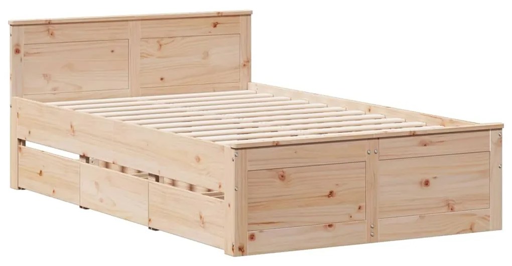 Cama sem colchão com cabeceira 120x200 cm pinho maciço