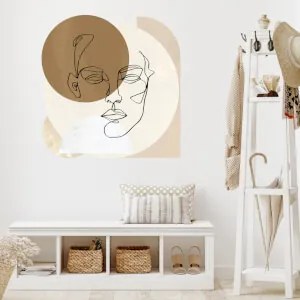 Autocolante de parede - Rosto em desenho creme