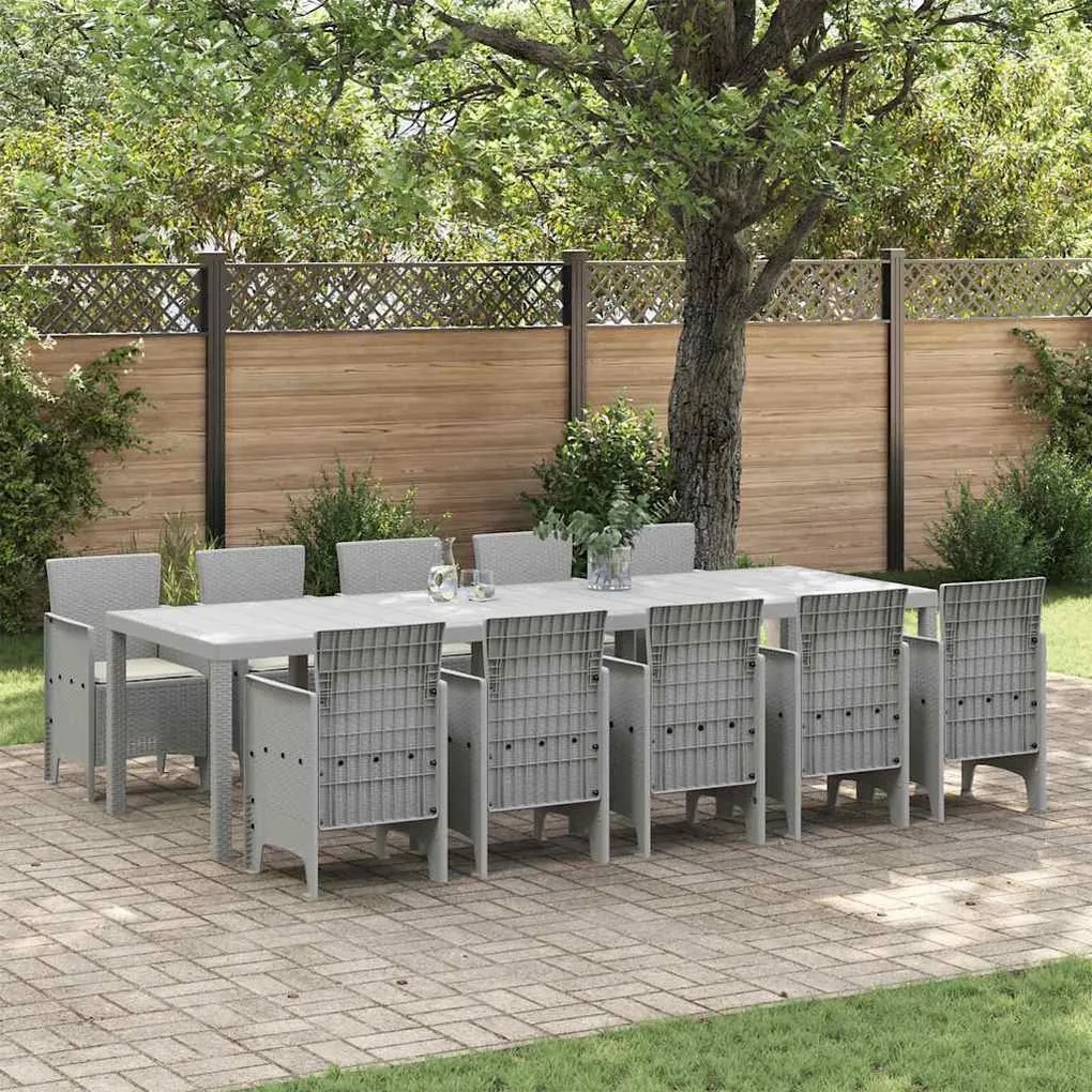 vidaXL Conjunto de Jantar para Jardim 11 pcs Cinza claro e Creme