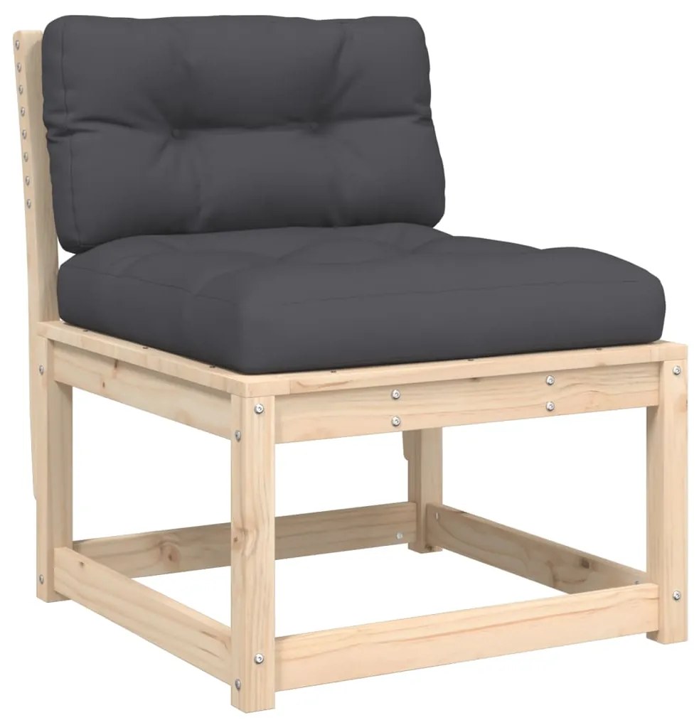 5 pcs conjunto de sofás de jardim com almofadões pinho maciço
