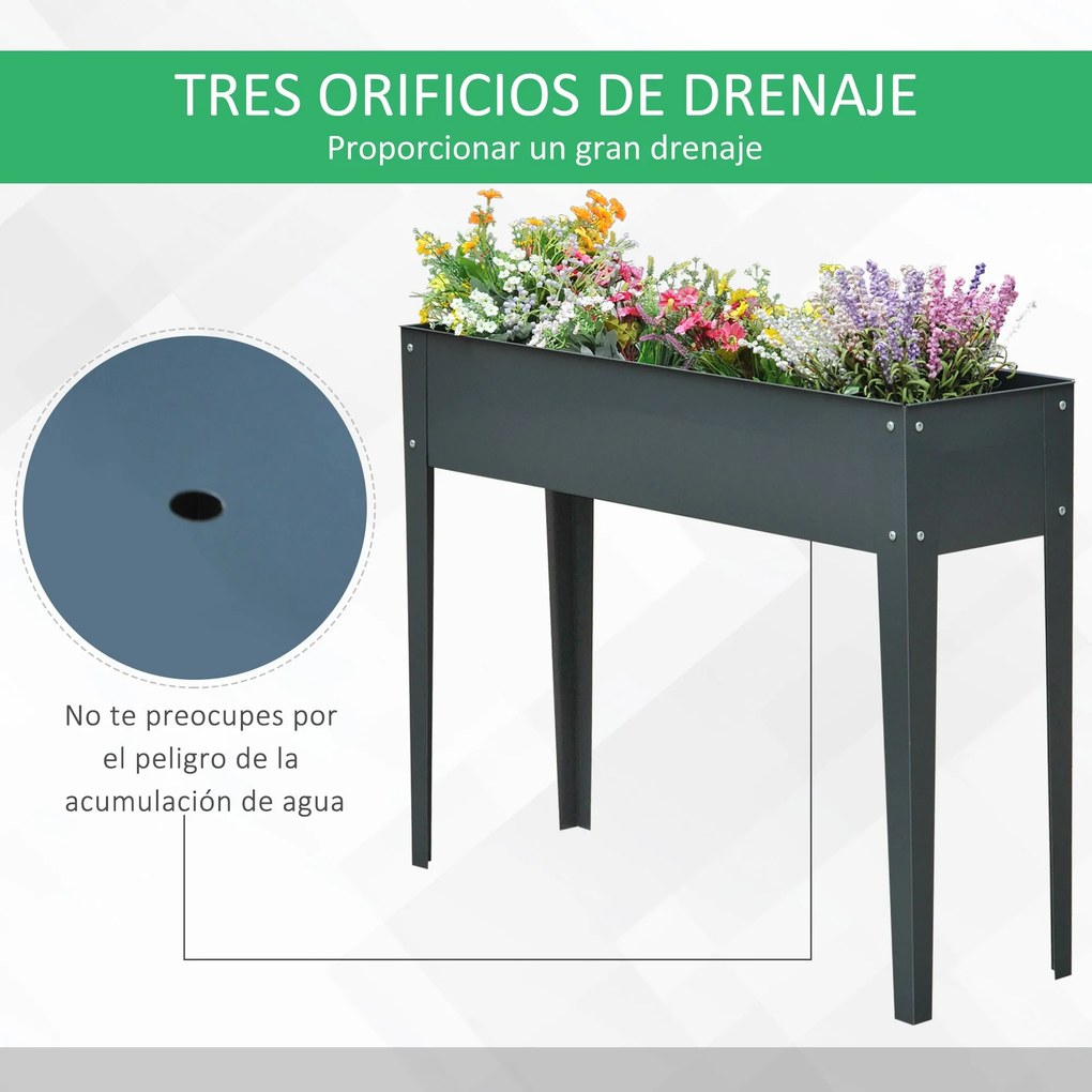 Outsunny Floreira Elevada Mesa para Cultivo Retangular para Plantas Ve