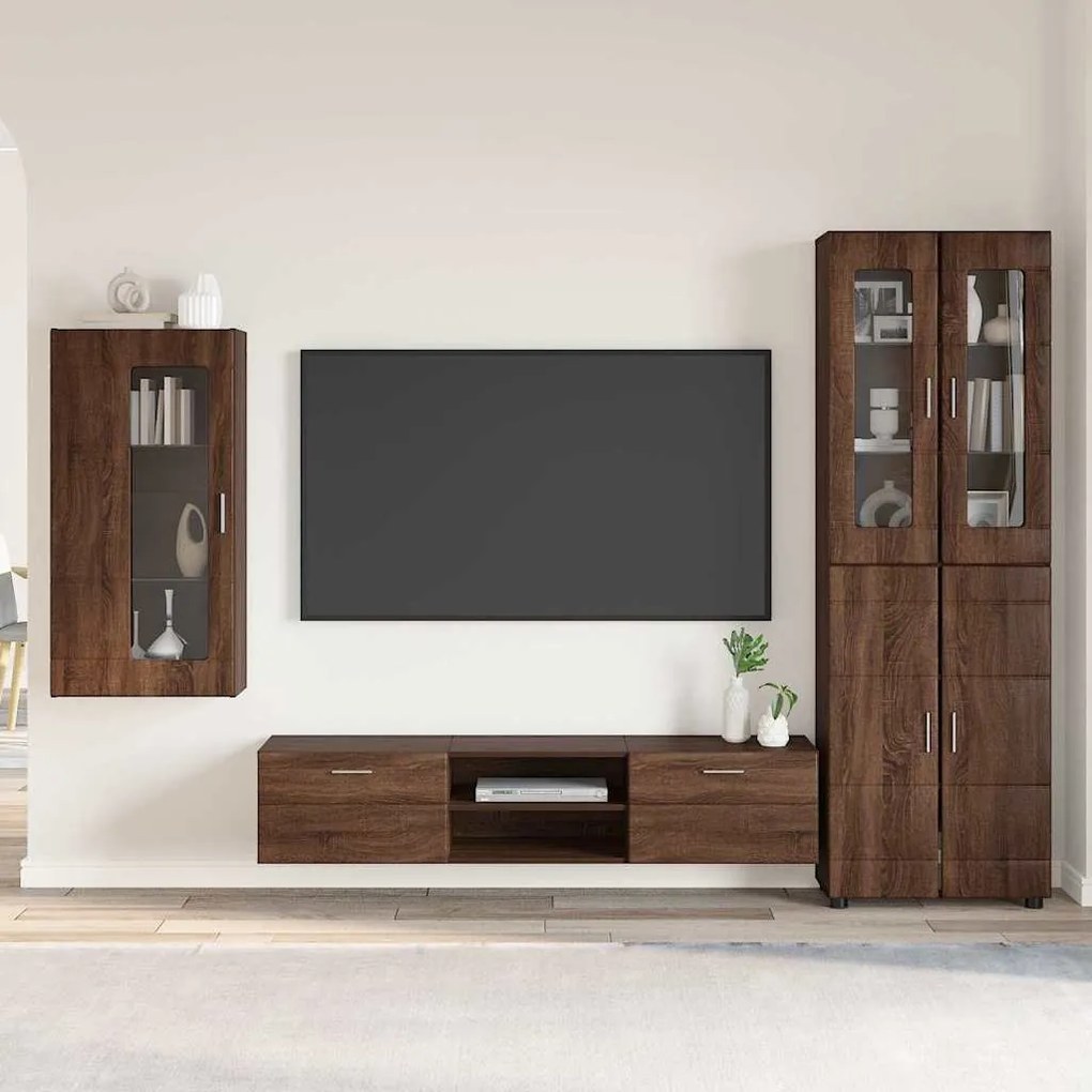 vidaXL Conjunto de móvel de TV Carvalho Marrom Madeira processada