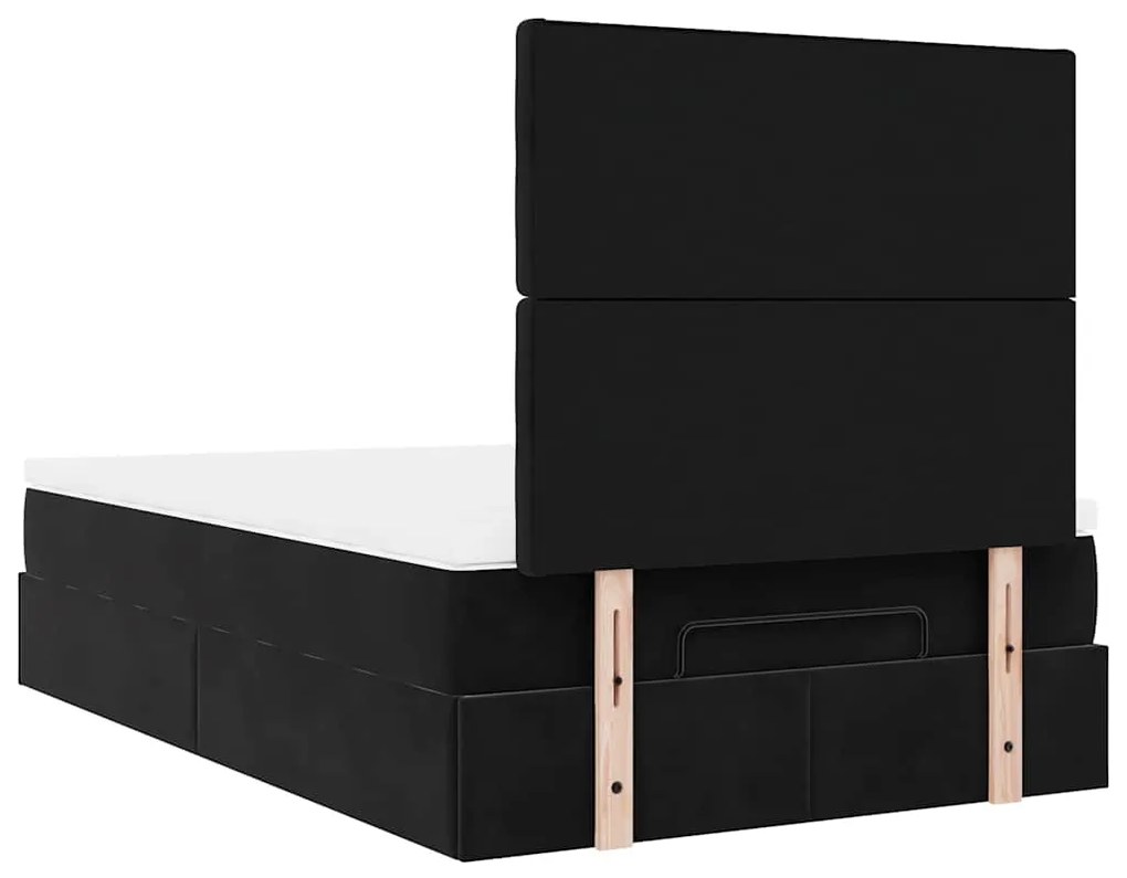 Estrutura de cama otomana com colchões 120x200 cm veludo preto