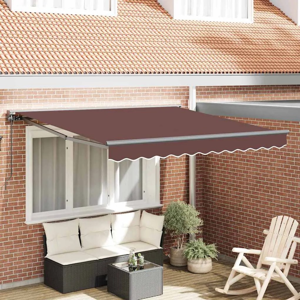 vidaXL Toldo Retrátil Manual Castanho 300 x 250 cm Poliéster e Metal
