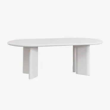 Mesa De Jantar Oval 220x100 Cm Em Mdf Loulou Gardénia Branco - Sklum