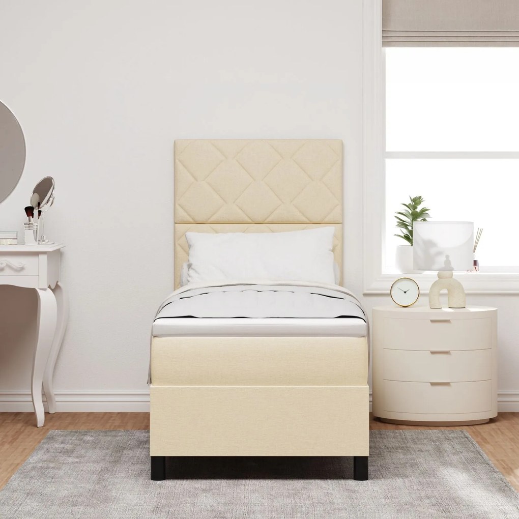 Cama Box Spring com Colchão Bege 80x200 cm Tecido