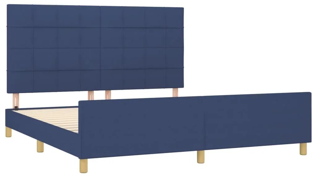 Estrutura de cama sem colchão 160x200 cm tecido azul